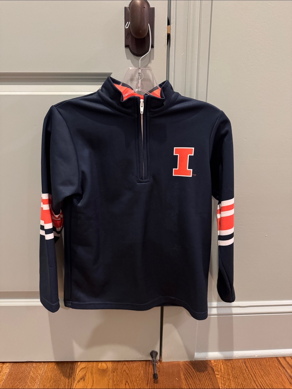 NWT Youth Medium Fighting Illini Navy and Orange Quarter-Zip Pullover